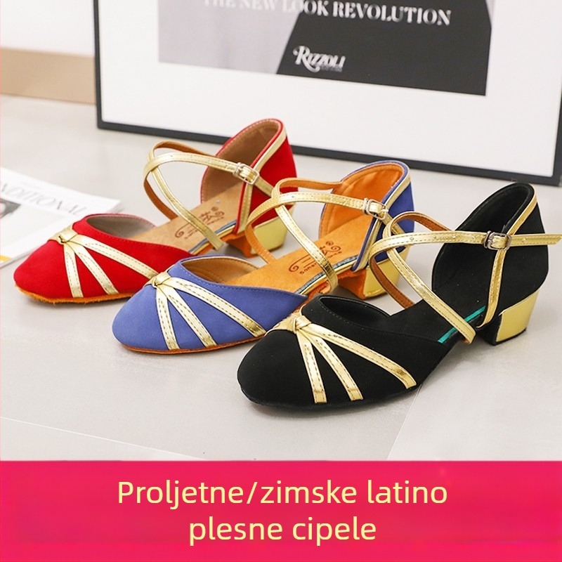 Sansha dječje latinsko plesne cipele za djevojčice, mekana velur potplat, lagane, za sve sezone