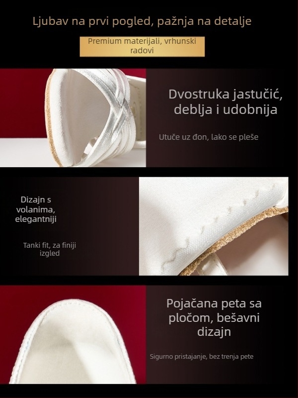 Dance Belle latinske plesne cipele - gornji dio od svilenog satena, potplat od velura, prozračne, lagane