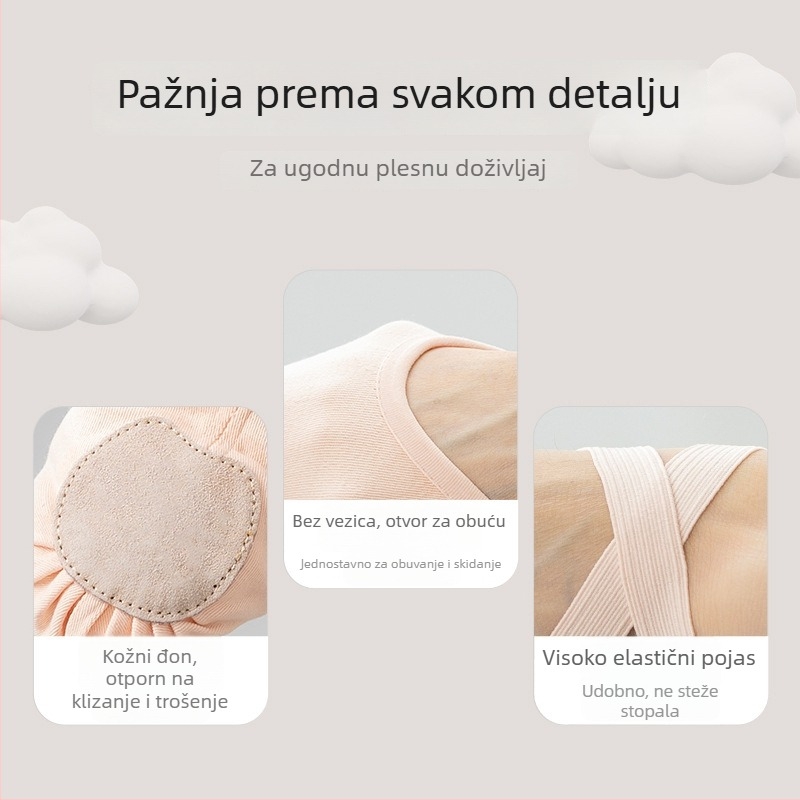 Dječje baletne cipele s dizajnom mačje šape - mekan kožni potplat, prozračne, otporne na habanje i izuzetno elastične za plesnu vježbu