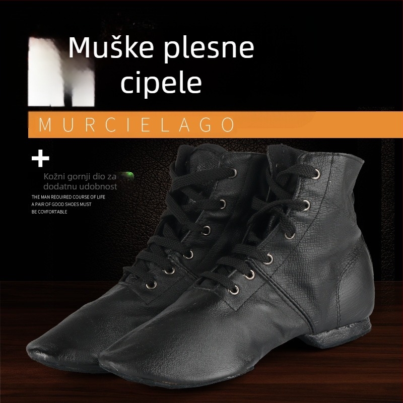 Cipele za jogu, u stilu visokih džez čizmi, kožni đon, okrugli vrh, vodootporne, niska potpetica 1-3 cm