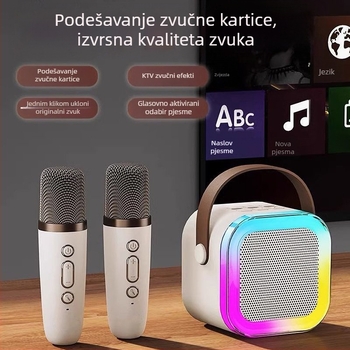 K12 Bluetooth karaoke mikrofon i zvučnički set - integrirani pjevački stroj, ugrađena baterija, 5W/10W, 60Hz-15kHz, SNR ≥85dB