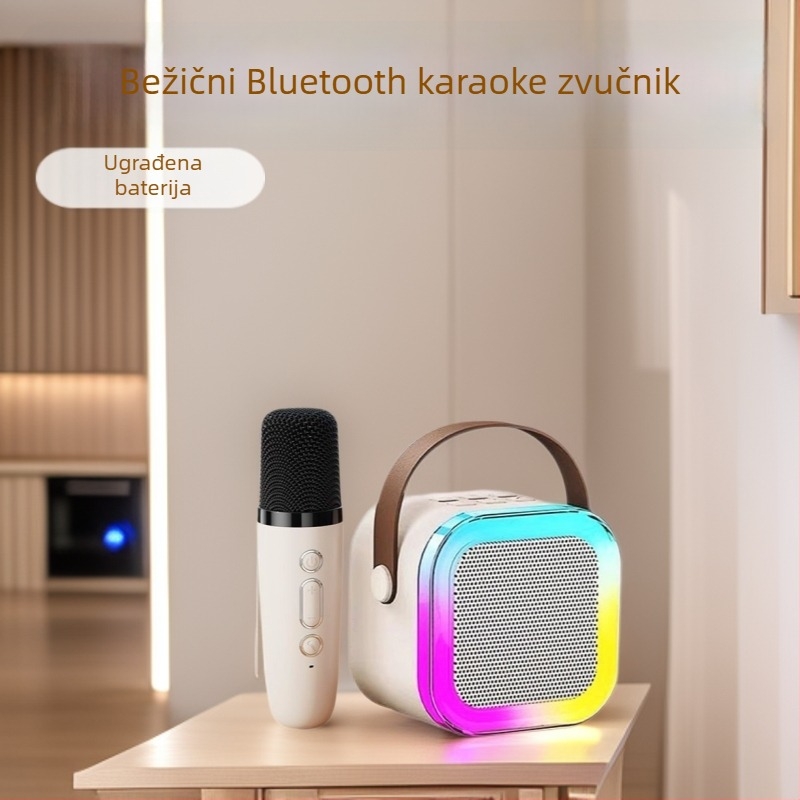 K12 Bluetooth karaoke mikrofon i zvučnički set - integrirani pjevački stroj, ugrađena baterija, 5W/10W, 60Hz-15kHz, SNR ≥85dB