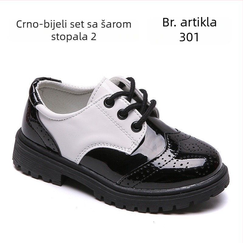 Crne kožne dječje cipele za dječake s mekanom podlogom, za nastupe i ples, dječje plesne cipele za učenike osnovne škole, za proljeće i jesen