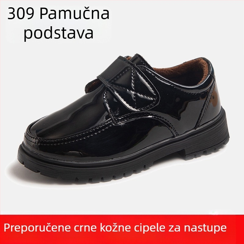 Crne kožne dječje cipele za dječake s mekanom podlogom, za nastupe i ples, dječje plesne cipele za učenike osnovne škole, za proljeće i jesen