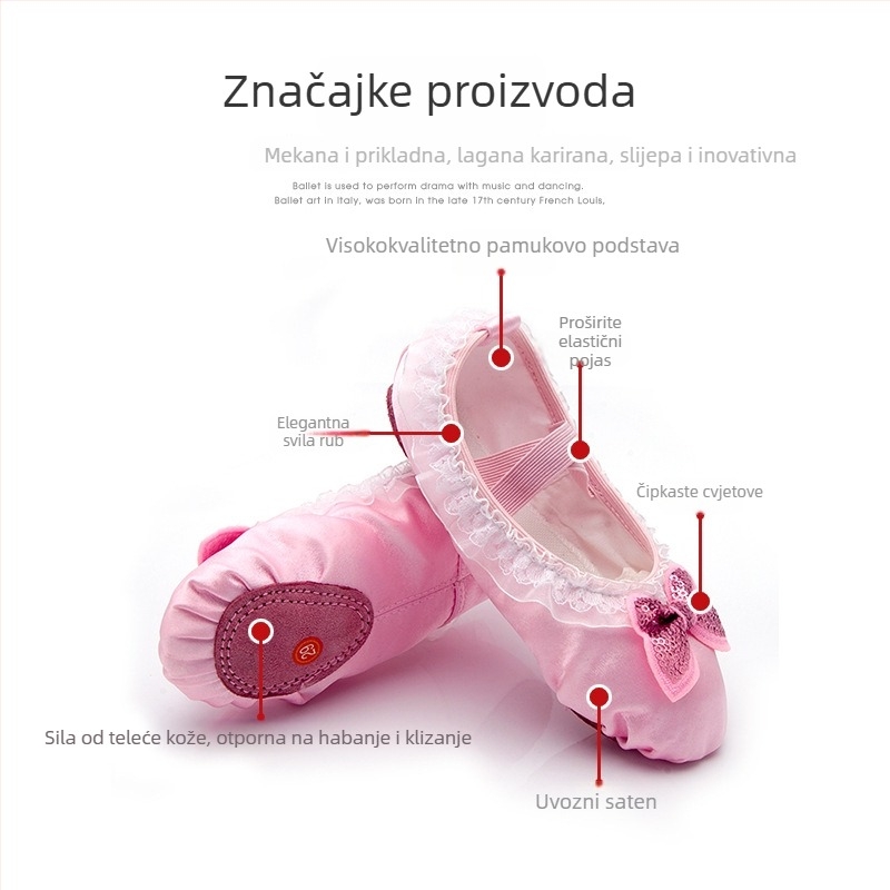 Cipele za ples za djevojčice - gornji dio od svile, kožna potplata, prozračne i lagane, za balet i moderni ples (gornji dio od svile; kožna potplata; prozračne; lagane; balet i moderni ples)