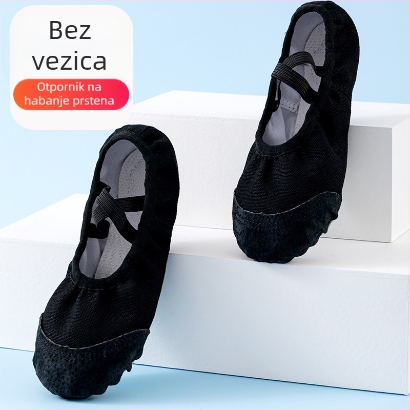 Dječje plesne cipele, unisex, s platnenim gornjim dijelom i kožnom potplatom, za balet, moderni ples i latino ples — prozračnost, laganost, otporne na habanje
