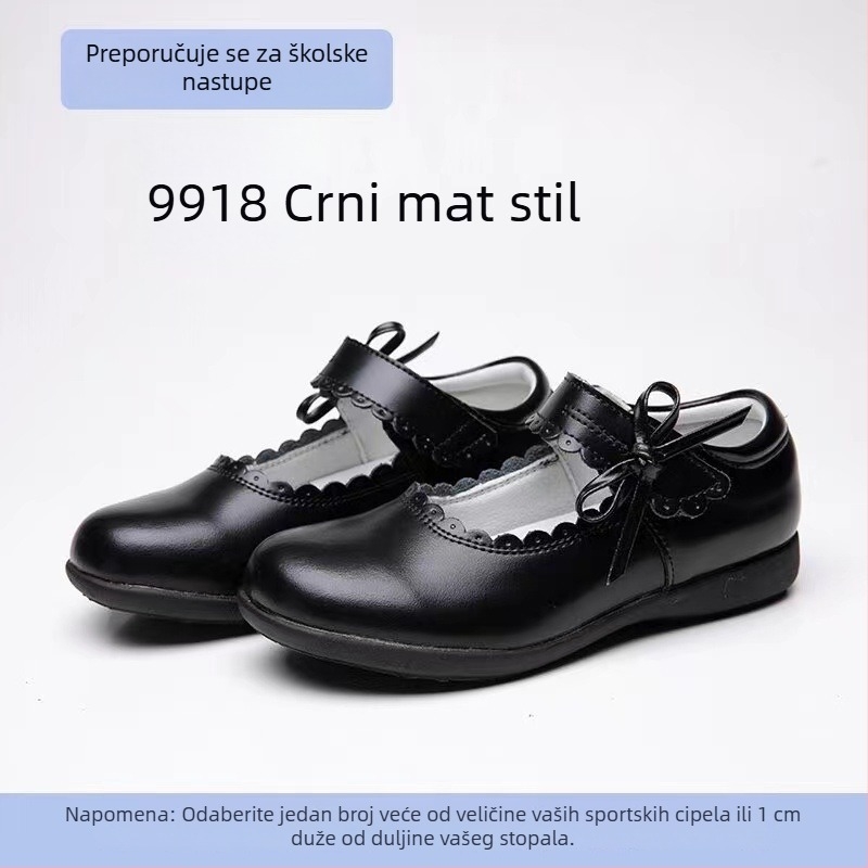 Dječje kožne cipele, crne, za školu i nastupe na pozornici, stil princeze
