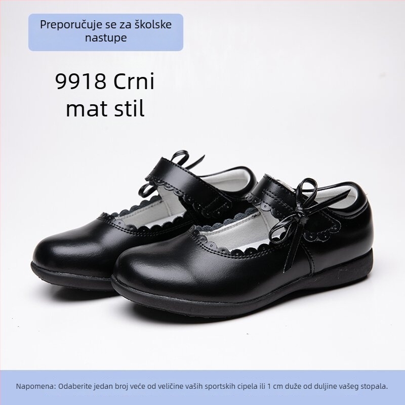 Dječje kožne cipele, crne, za školu i nastupe na pozornici, stil princeze