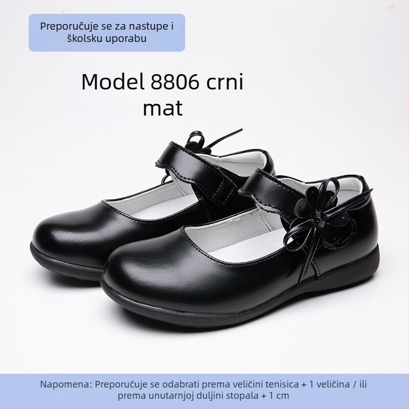 Dječje kožne cipele, crne, za školu i nastupe na pozornici, stil princeze