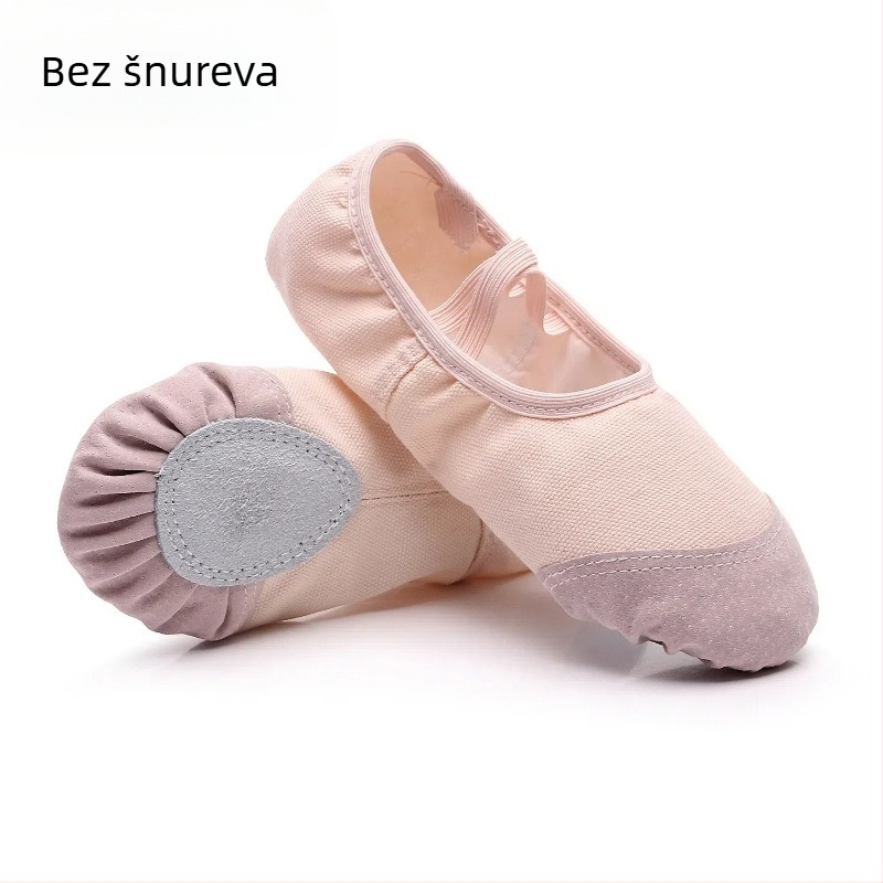 Plesne cipele, mekana potplata, gornji dio od platna i pamuka, unisex, za djecu, potplat od kravljeg velura, prozračne i lagane, za balet i fitness