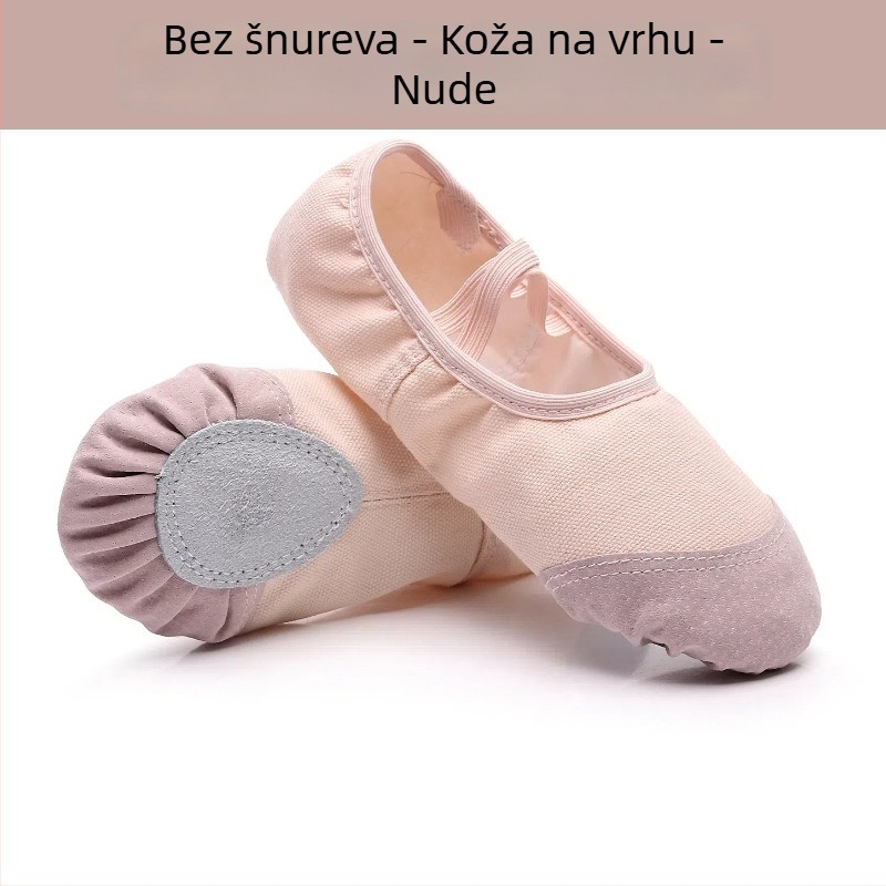 Plesne cipele, mekana potplata, gornji dio od platna i pamuka, unisex, za djecu, potplat od kravljeg velura, prozračne i lagane, za balet i fitness