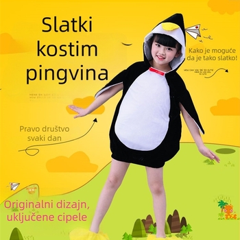 Pingvin tematski kostim za dječji nastup, unisex, za vježbu plesa, kordurojni materijal, Vinylon vlakno, brušenje površine, djeca 3–8 godina
