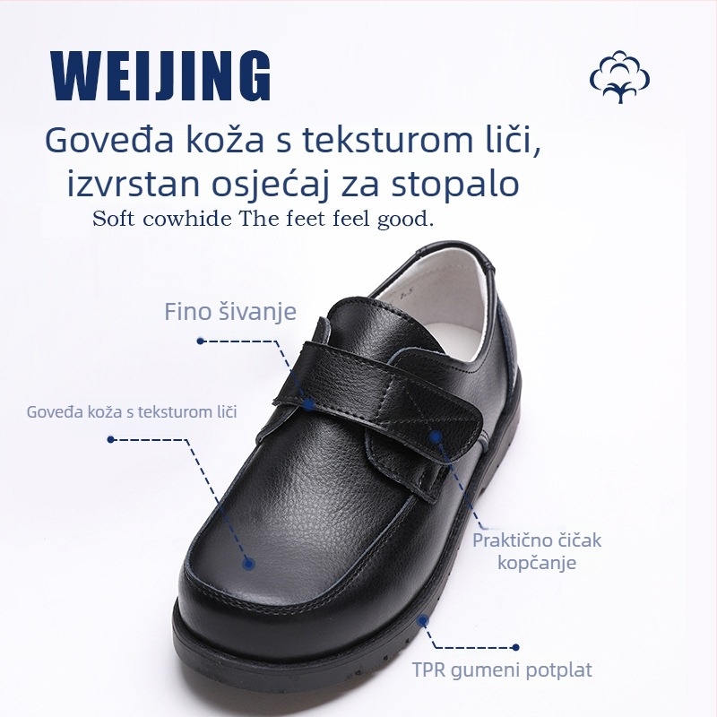 Dječje crne kožne cipele za dječake, prava koža, britanski stil, školske i izvedbene cipele