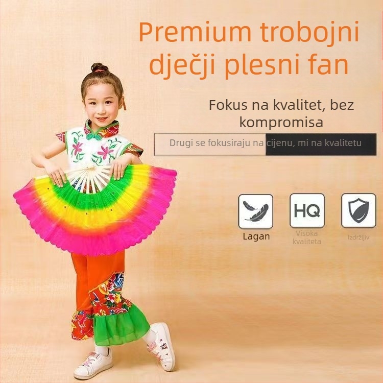 Bambusni fan za kvadratni ples, dvostrani rekvizit, klasični stil, marka Qianlong Drama Factory