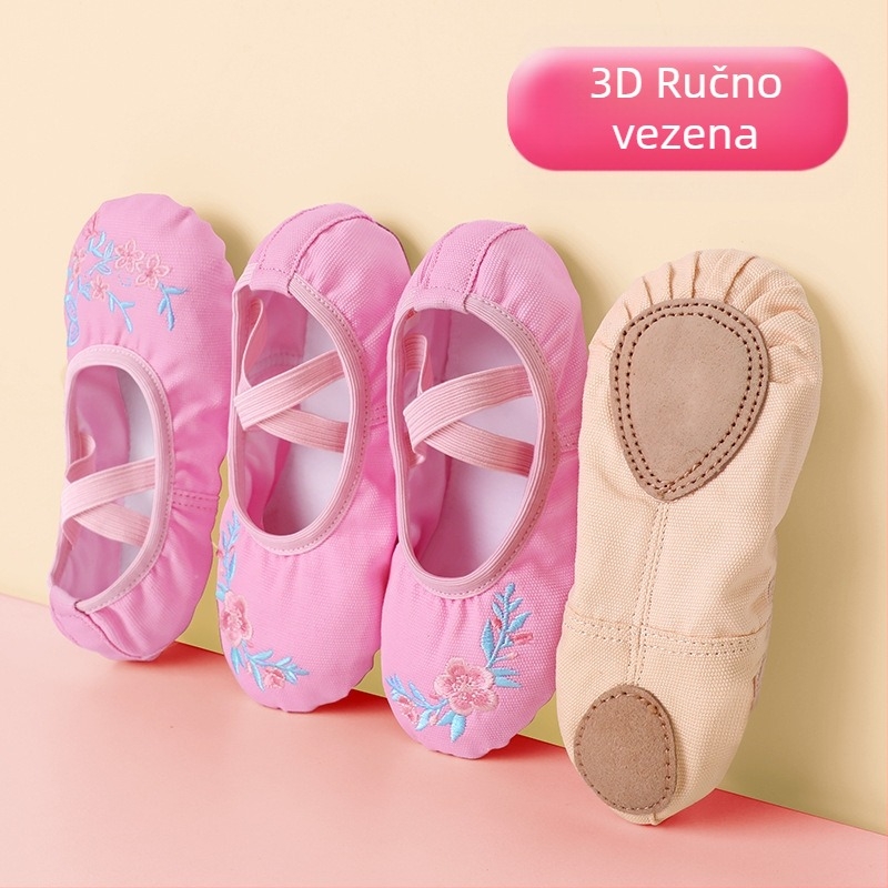 Dječje baletanke za djevojčice – Ling Yan, kožna potplata, platneni vamp, otporne na habanje, upijaju znoj