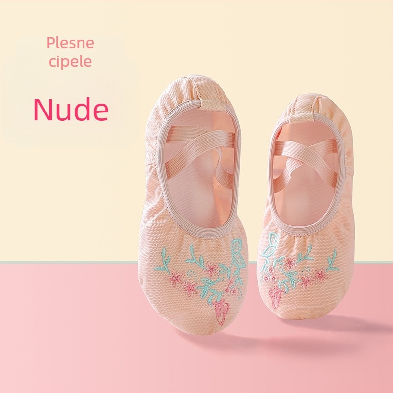Dječje baletanke za djevojčice – Ling Yan, kožna potplata, platneni vamp, otporne na habanje, upijaju znoj
