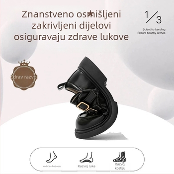 Dječje kožne cipele za djevojčice – Velcro zatvarač, gornji dio od kože prvog sloja, uložak od prirodne kože, gumeni potplat, niski vrh
