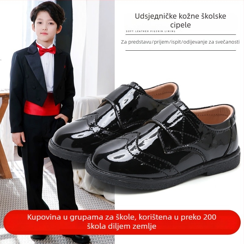 Dječji brogues za dječake, gornji materijal mikrovlakana, Velcro kopča, PU ulošak, engleski stil
