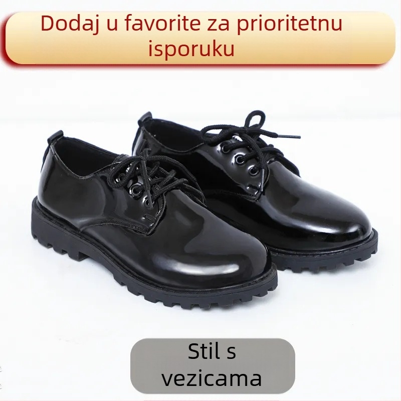 Muške dječje kožne cipele, britanski stil, zatvaranje na Velcro traku, za dob 4–16, sve sezone, prozračne, protuklizne