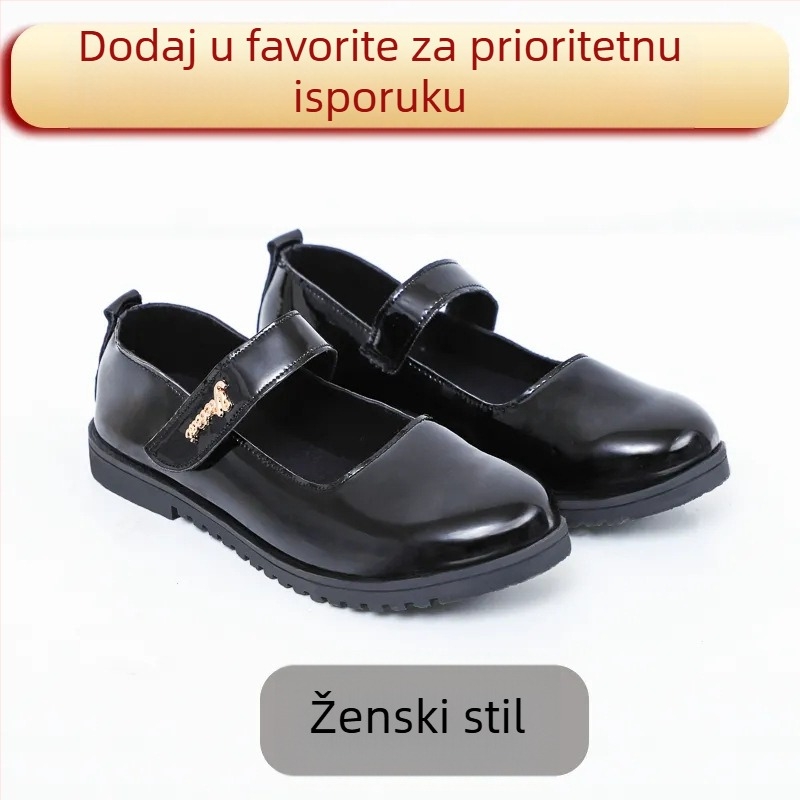 Muške dječje kožne cipele, britanski stil, zatvaranje na Velcro traku, za dob 4–16, sve sezone, prozračne, protuklizne