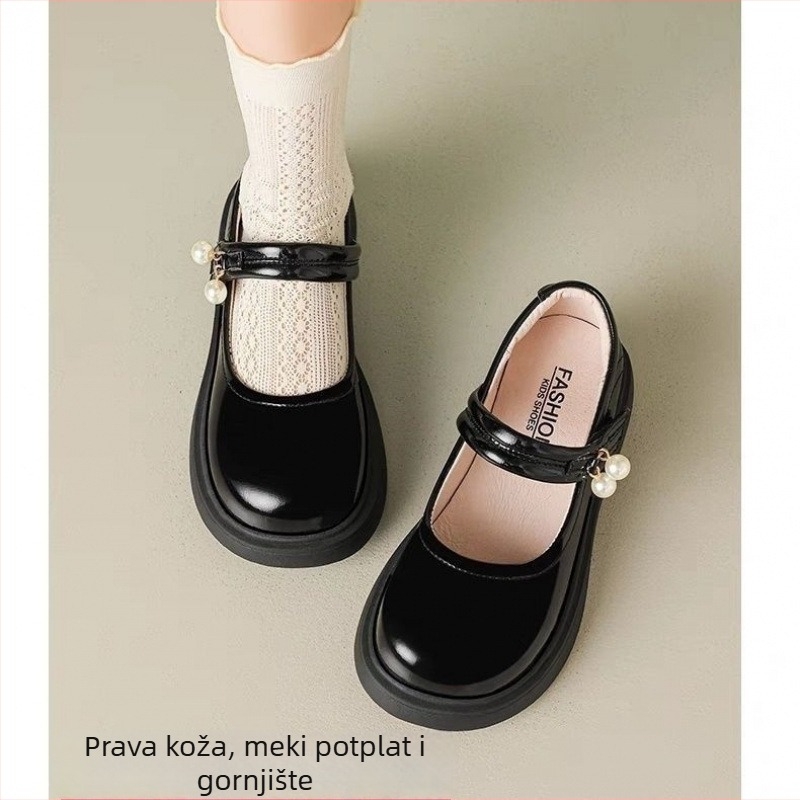 Cipele od prave kože za djevojčice, 2025 novi model, mekana potplata, četiri godišnja doba, stil princeze, s Velcro kopčom
