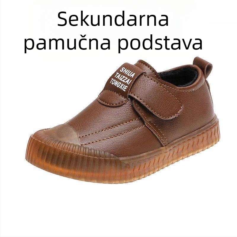 Crne dječje kožne cipele s mekanom potplatom, za školu i nastupe, zimi