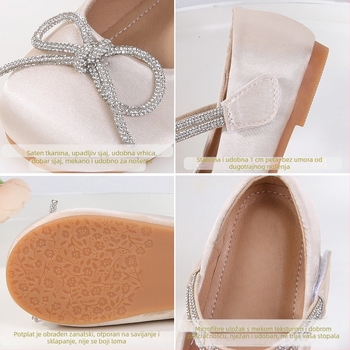 Dječje mikrofiber cipele princeze s mašnicom, protuklizna potplat, mekani ulošak