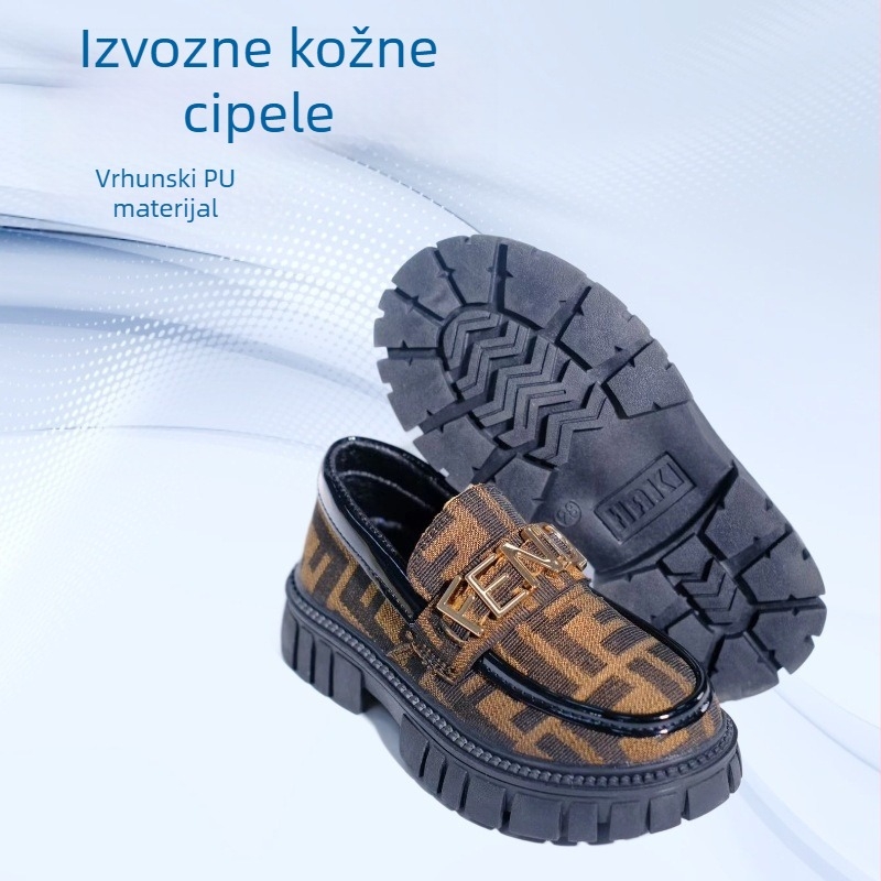 Dječji loaferi s klasičnim logom i monogramom, metalna kopča, protuklizna debela potplata
