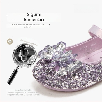 Cipele princeze za djevojčice — niski gornji dio, Velcro zatvarač, gumena potplata, ulošak od lažne kože, gornji materijal: super vlakna