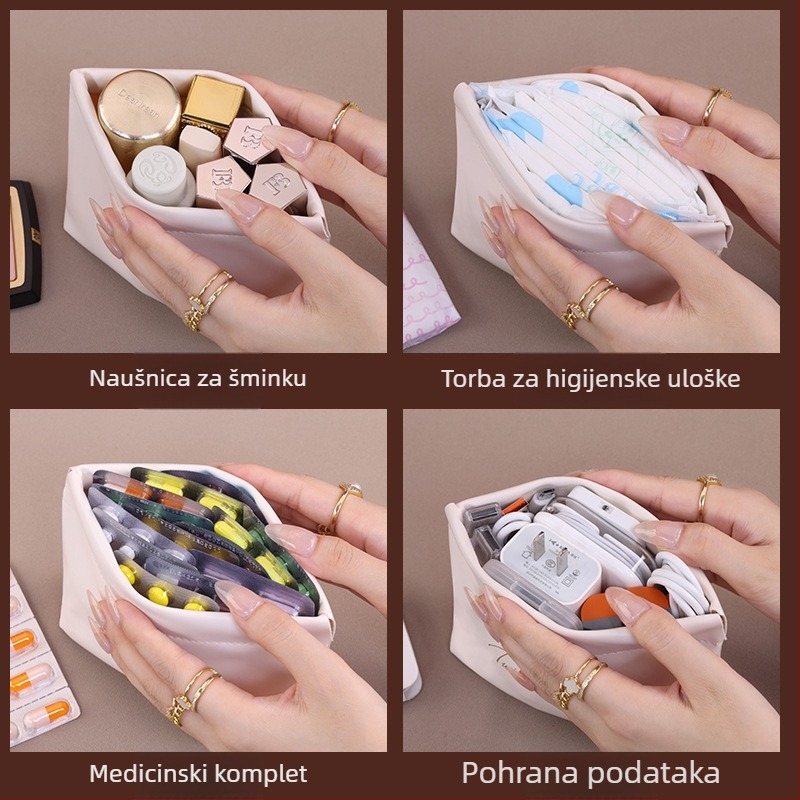Make-up torba za ruževe, PU, stil ručne torbe, model 8095, višenamjenski organizator