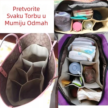 Torba za mamu s unutarnjim odjeljcima za bočicu, sklopiva, vodootporan Oxford materijal