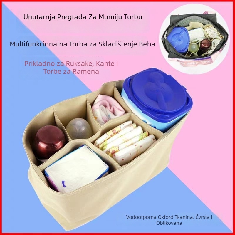Torba za mamu s unutarnjim odjeljcima za bočicu, sklopiva, vodootporan Oxford materijal