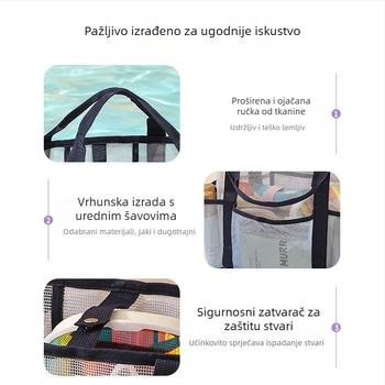 Plivačka torba velike kapacitete, višestruki džepovi, sklopiva, mrežni odvod