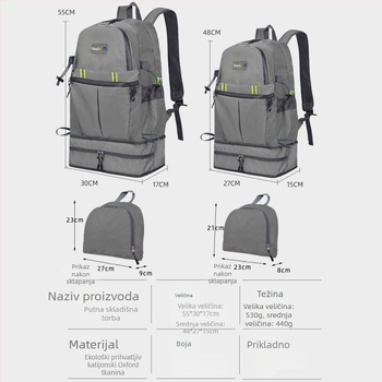 Planinarski ruksak velikog kapaciteta, vodootporan Oxford materijal, unisex, proljeće 2025