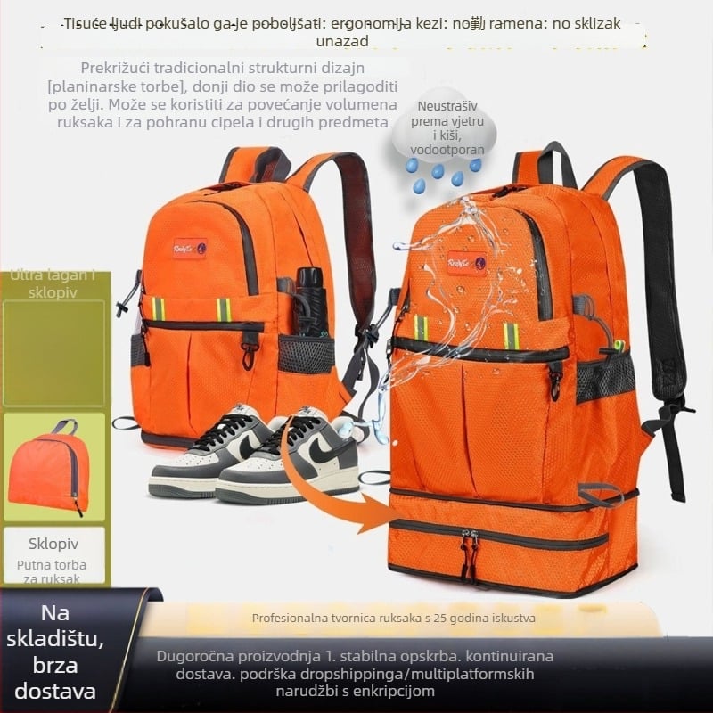 Planinarski ruksak velikog kapaciteta, vodootporan Oxford materijal, unisex, proljeće 2025