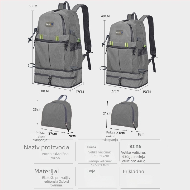 Planinarski ruksak velikog kapaciteta, vodootporan Oxford materijal, unisex, proljeće 2025