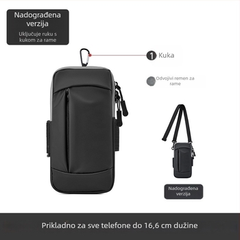 Torba za ruku za telefon za trčanje — vodootporna, ultra lagana, PU materijal, za outdoor sportove, unisex