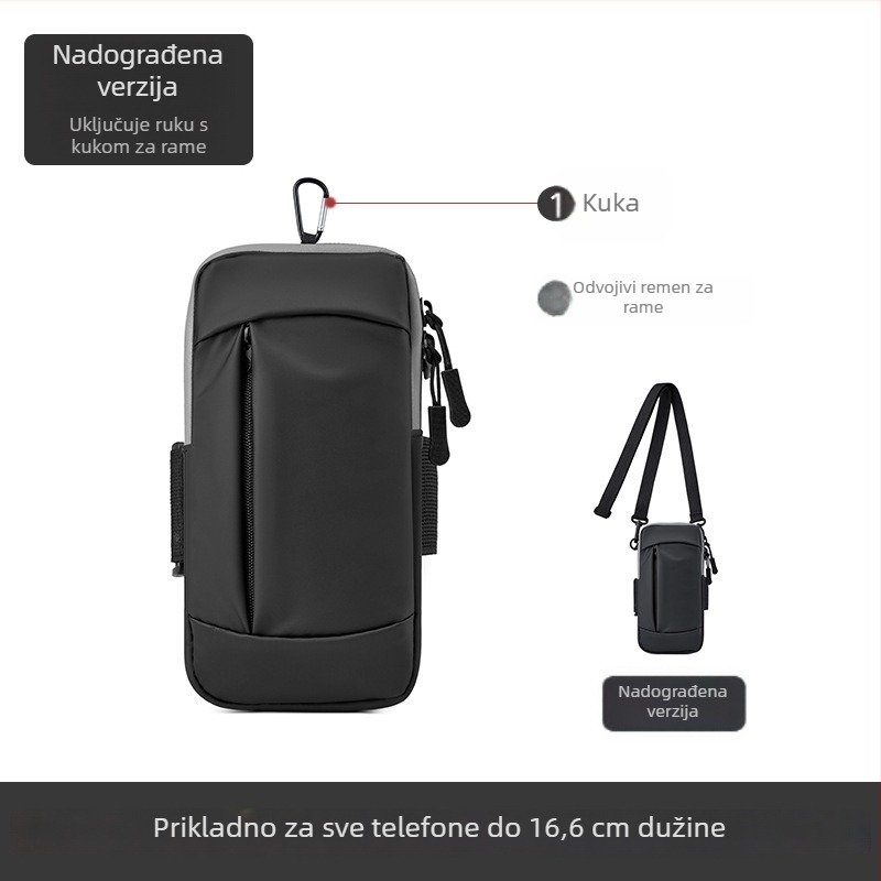Torba za ruku za telefon za trčanje — vodootporna, ultra lagana, PU materijal, za outdoor sportove, unisex