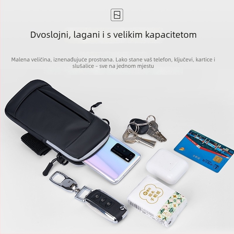 Torba za ruku za telefon za trčanje — vodootporna, ultra lagana, PU materijal, za outdoor sportove, unisex