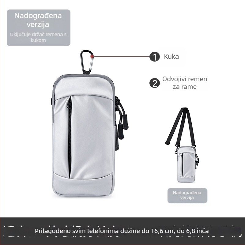 Torba za ruku za telefon za trčanje — vodootporna, ultra lagana, PU materijal, za outdoor sportove, unisex