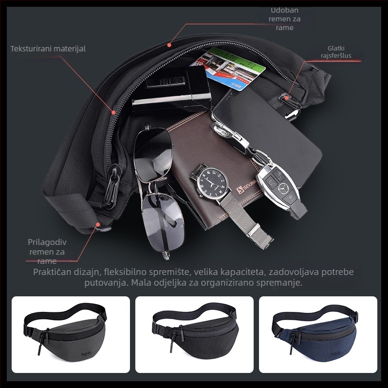 Muška torbica za prsa preko ramena, najlon, vodootporna, model 828#