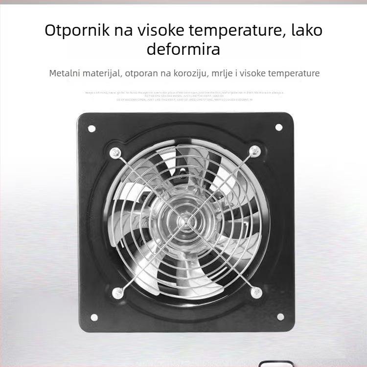 Kuhinjski ventilator za isisavanje zraka — cijelo metalno kućište, snažan ekstraktor, zidna montaža, željezno kućište, 220V, 60W, 50Hz, mehaničko upravljanje, razina energetske učinkovitosti 3
