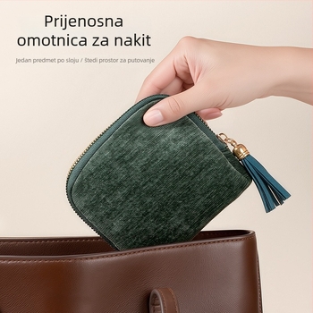 Satenska torbica za nakit sa zatvaračem, clutch stil, prijenosno spremište za narukice i ogrlice, moderni minimalistički dizajn, mekana tekstura