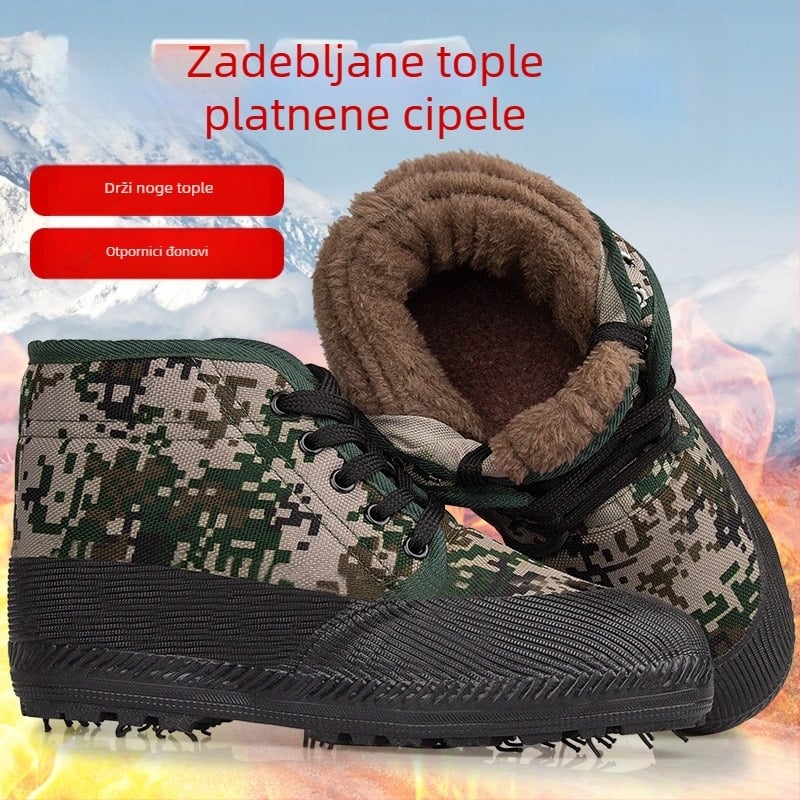 Zimske platnene radne cipele visokog kroja, flis podstava i gumena potplata