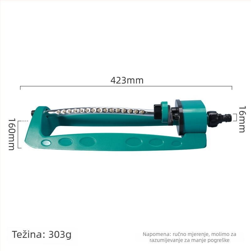 Mlaznica za navodnjavanje travnjaka – 19 rupa, automatska oscilirajuća i rotirajuća mlaznica, ABS materijal