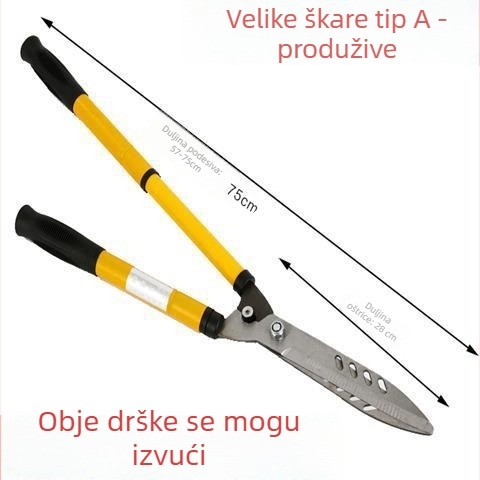 Vrtne škare za podrezivanje živice i debele grane, za voćke