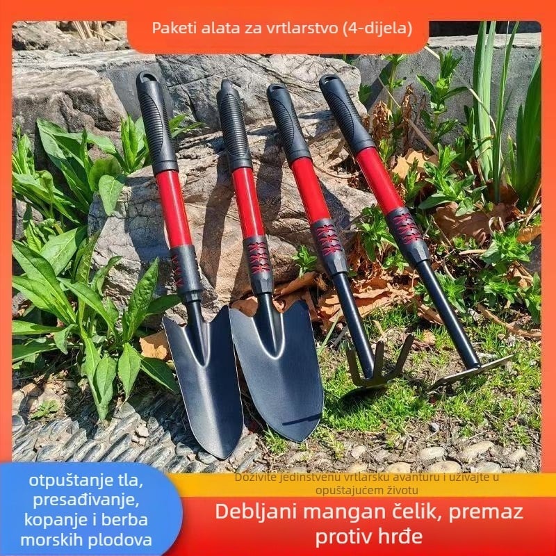 Set lopata - trodjelni, od nehrđajućeg čelika, vrtni alati Flower Art Square