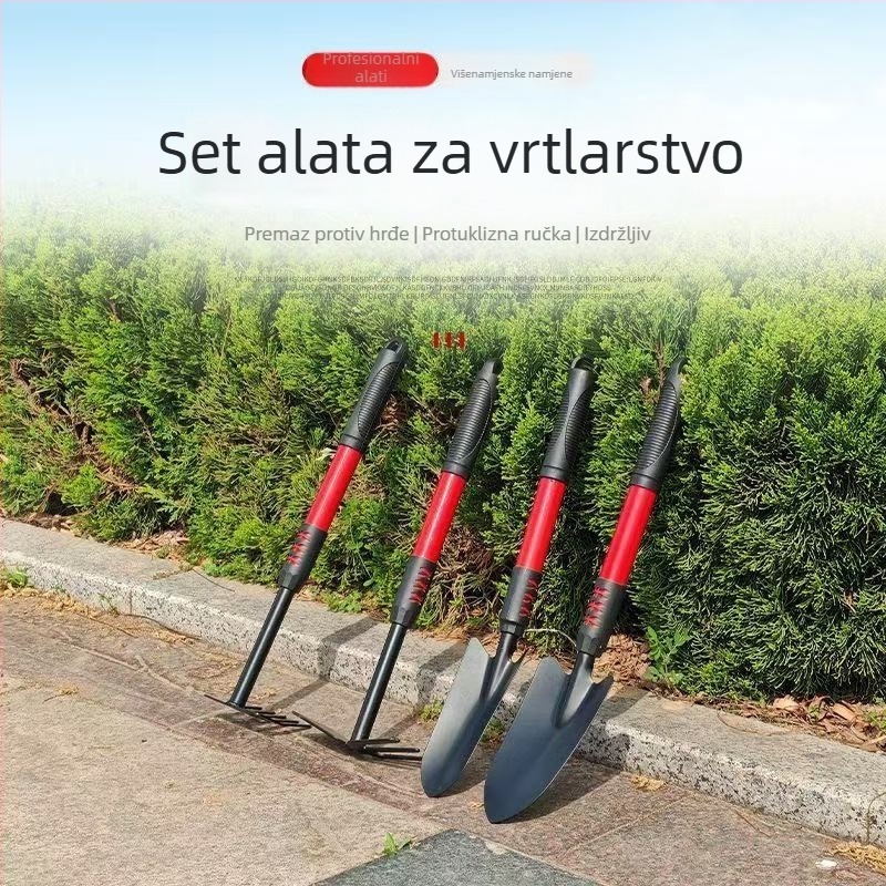 Set lopata - trodjelni, od nehrđajućeg čelika, vrtni alati Flower Art Square