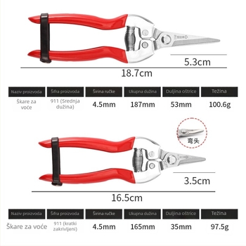 911 Inox nožice za voće i cvijeće, zigzag oštrica, za branje voća i grožđa — Sasaki Field