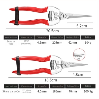 911 Inox nožice za voće i cvijeće, zigzag oštrica, za branje voća i grožđa — Sasaki Field